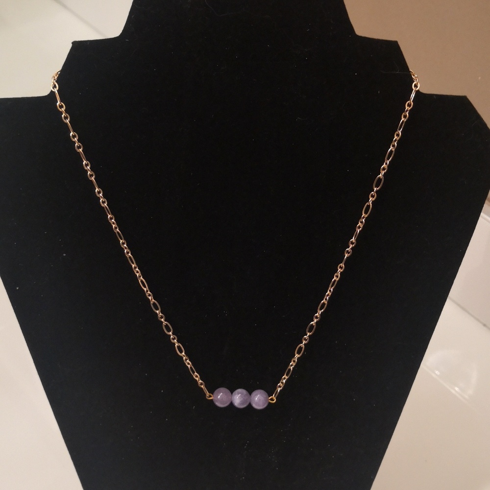 Jade Beads on Gold Chain Necklace